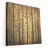 Golden Forest Abstract Wall Art – Mystical Nature Canvas Print