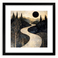 Celestial Abstract Landscape Art – Black & Gold Canvas Print