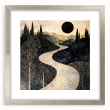 Celestial Abstract Landscape Art – Black & Gold Canvas Print