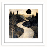 Celestial Abstract Landscape Art – Black & Gold Canvas Print