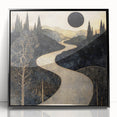 Celestial Abstract Landscape Art – Black & Gold Canvas Print