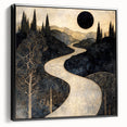 Celestial Abstract Landscape Art – Black & Gold Canvas Print