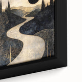 Celestial Abstract Landscape Art – Black & Gold Canvas Print