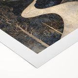 Celestial Abstract Landscape Art – Black & Gold Canvas Print