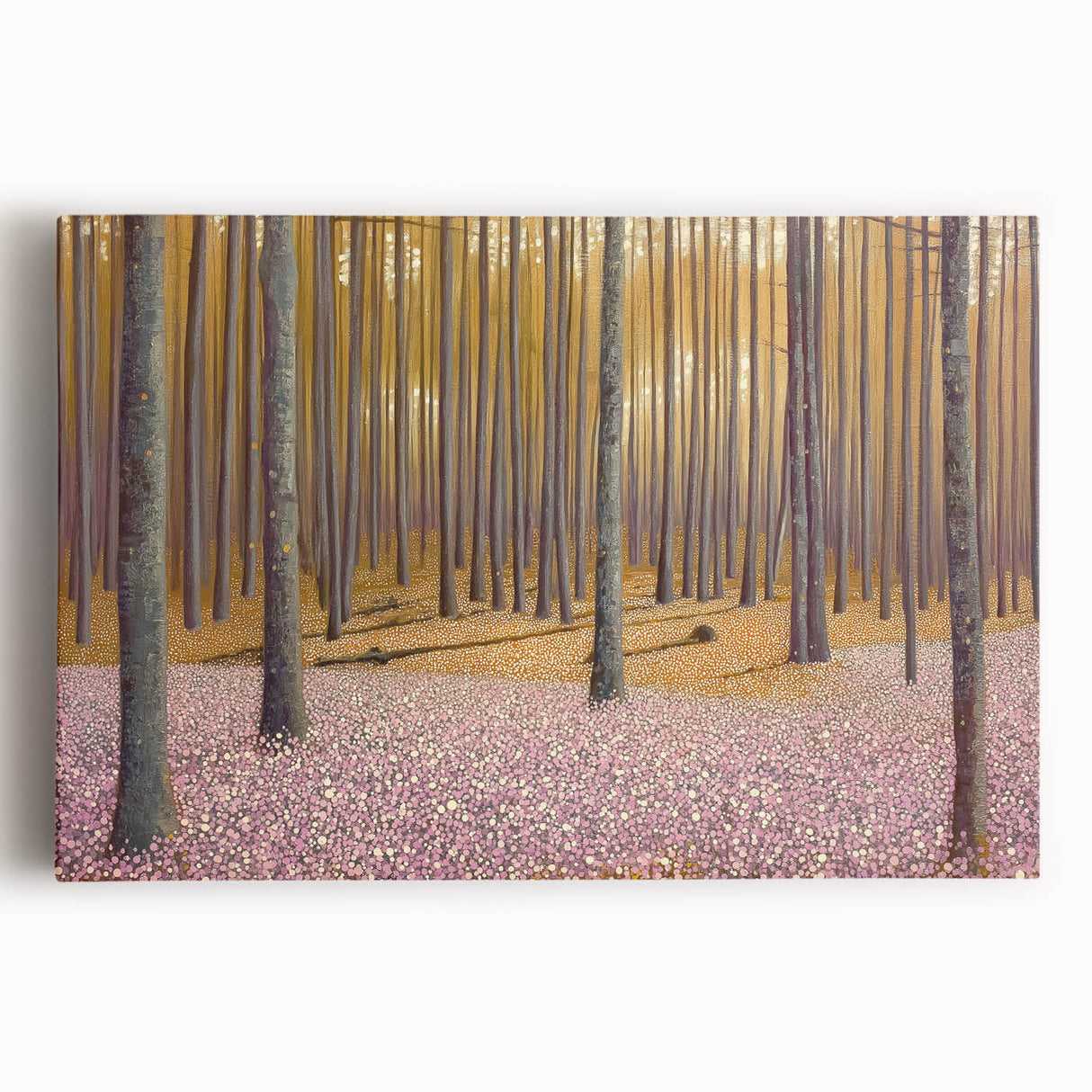 Golden Forest Abstract Wall Art – Soft Floral Nature Canvas Print