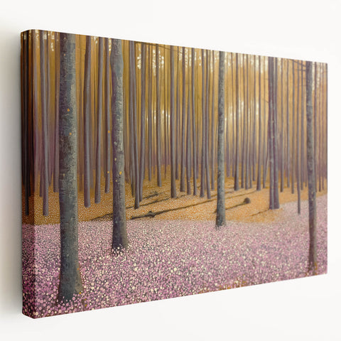 Golden Forest Abstract Wall Art – Soft Floral Nature Canvas Print