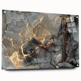 High-End Abstract Wall Decor – Dark Gray & Gold Canvas