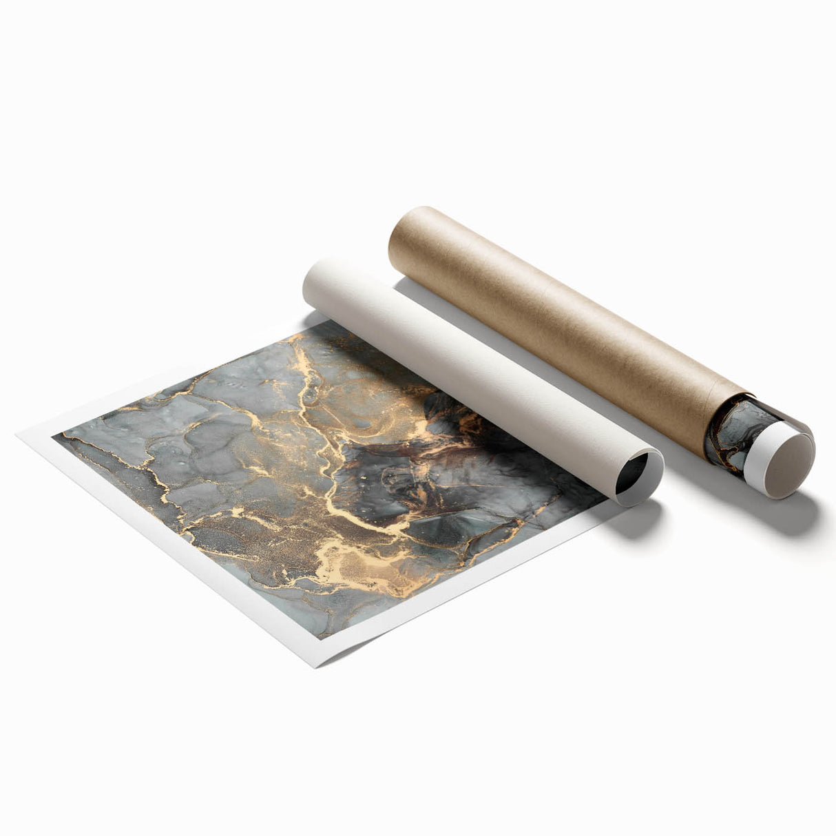 High-End Abstract Wall Decor – Dark Gray & Gold Canvas
