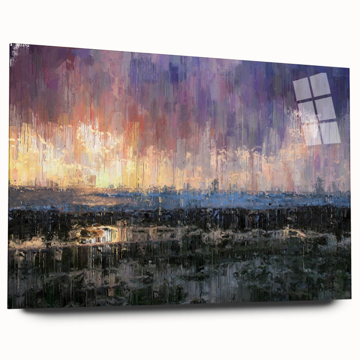 Abstract Minimalist Landscape Paintings – Textured Sunset Horizon Art