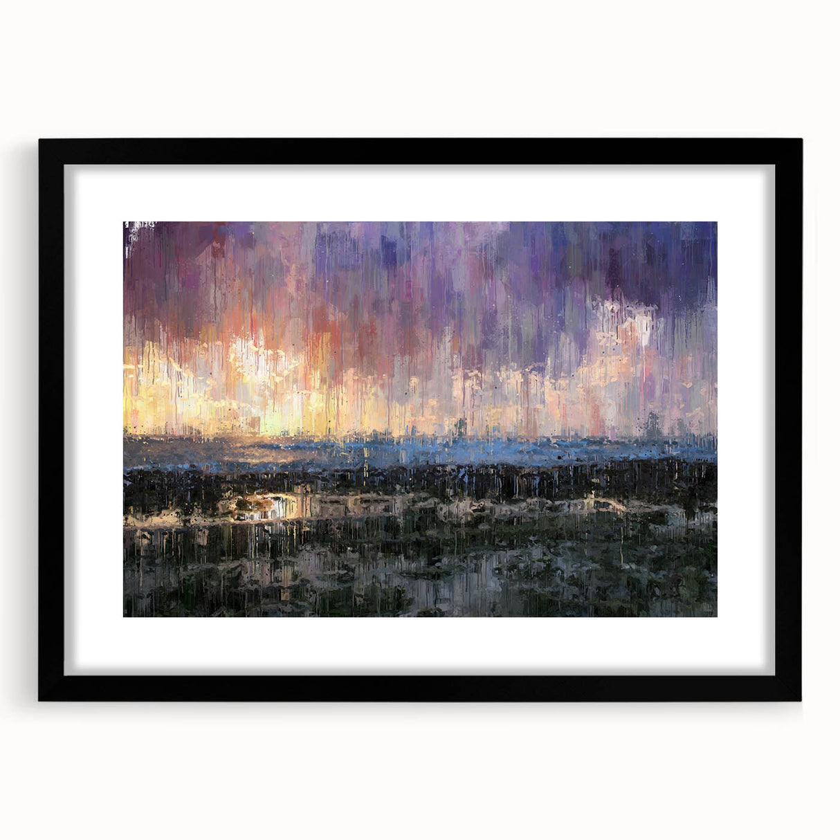Abstract Minimalist Landscape Paintings – Textured Sunset Horizon Art