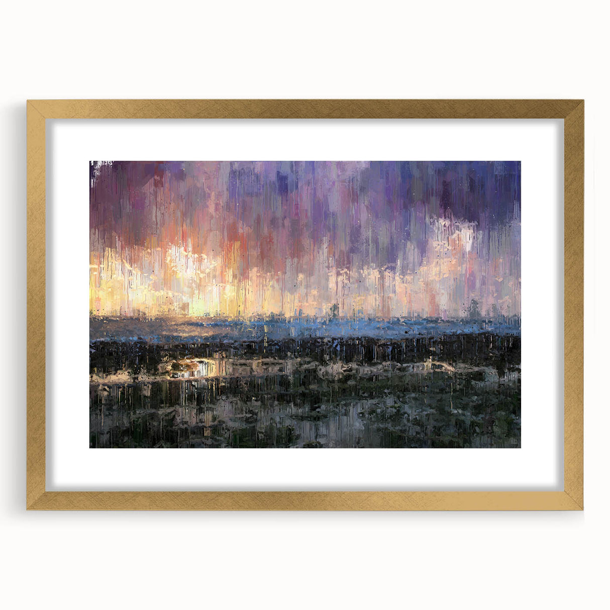Abstract Minimalist Landscape Paintings – Textured Sunset Horizon Art
