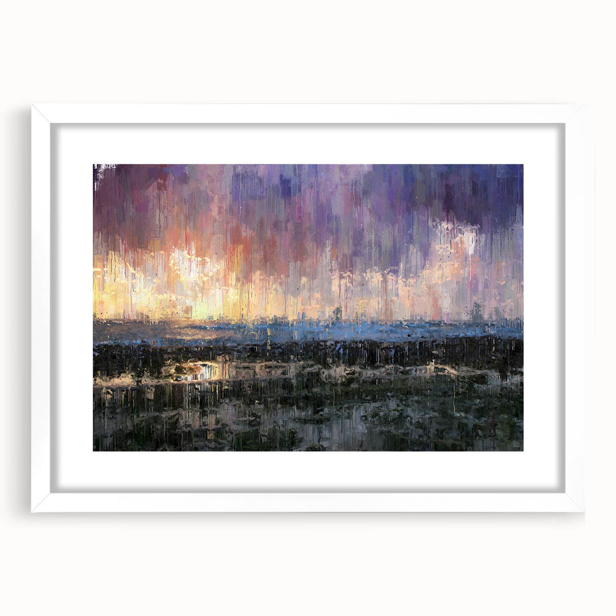 Abstract Minimalist Landscape Paintings – Textured Sunset Horizon Art