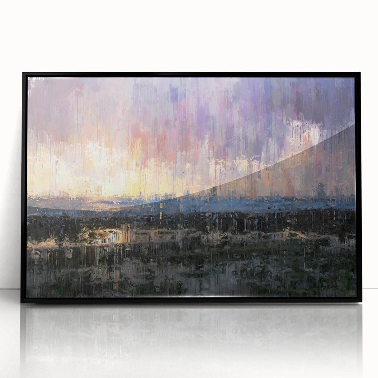 Abstract Minimalist Landscape Paintings – Textured Sunset Horizon Art