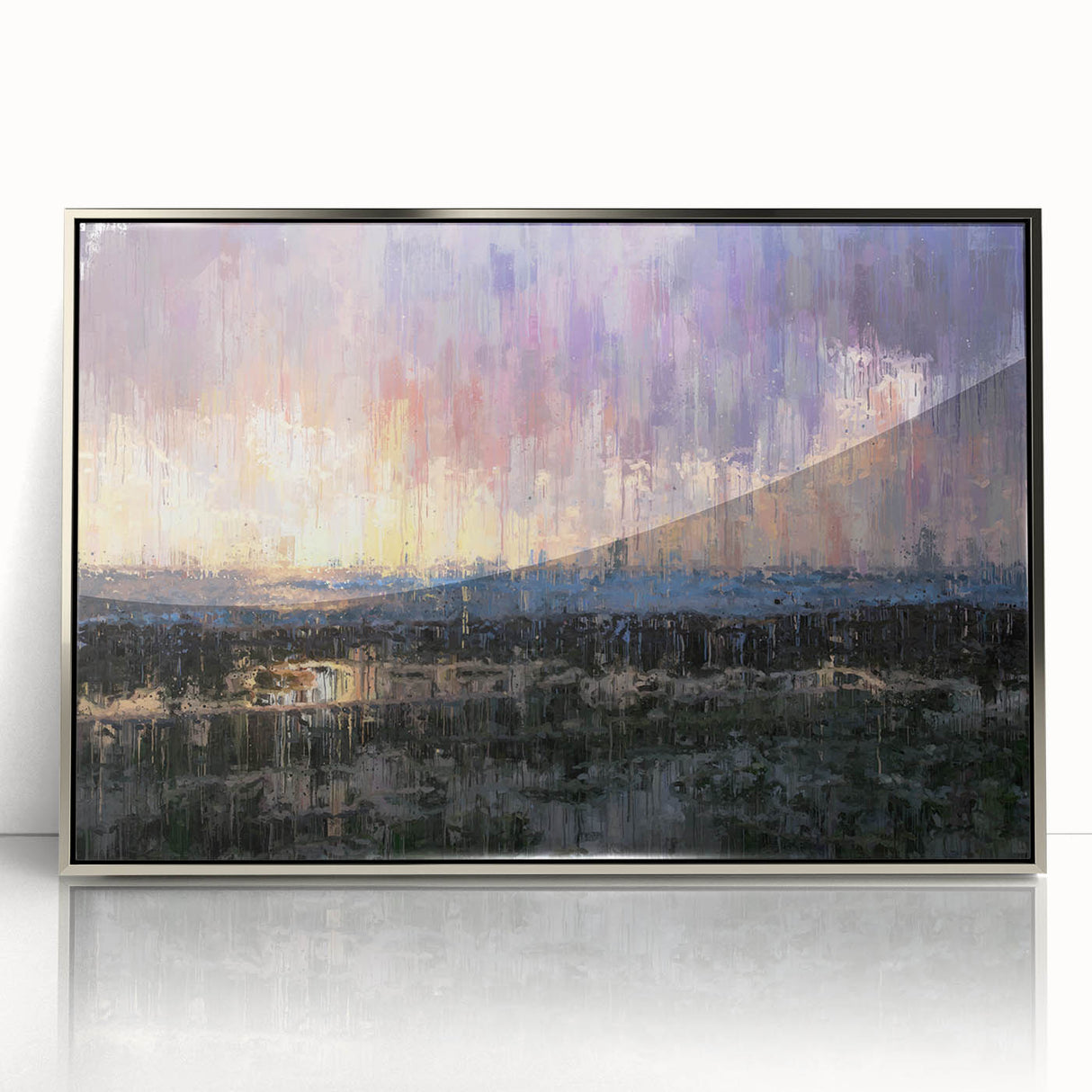 Abstract Minimalist Landscape Paintings – Textured Sunset Horizon Art