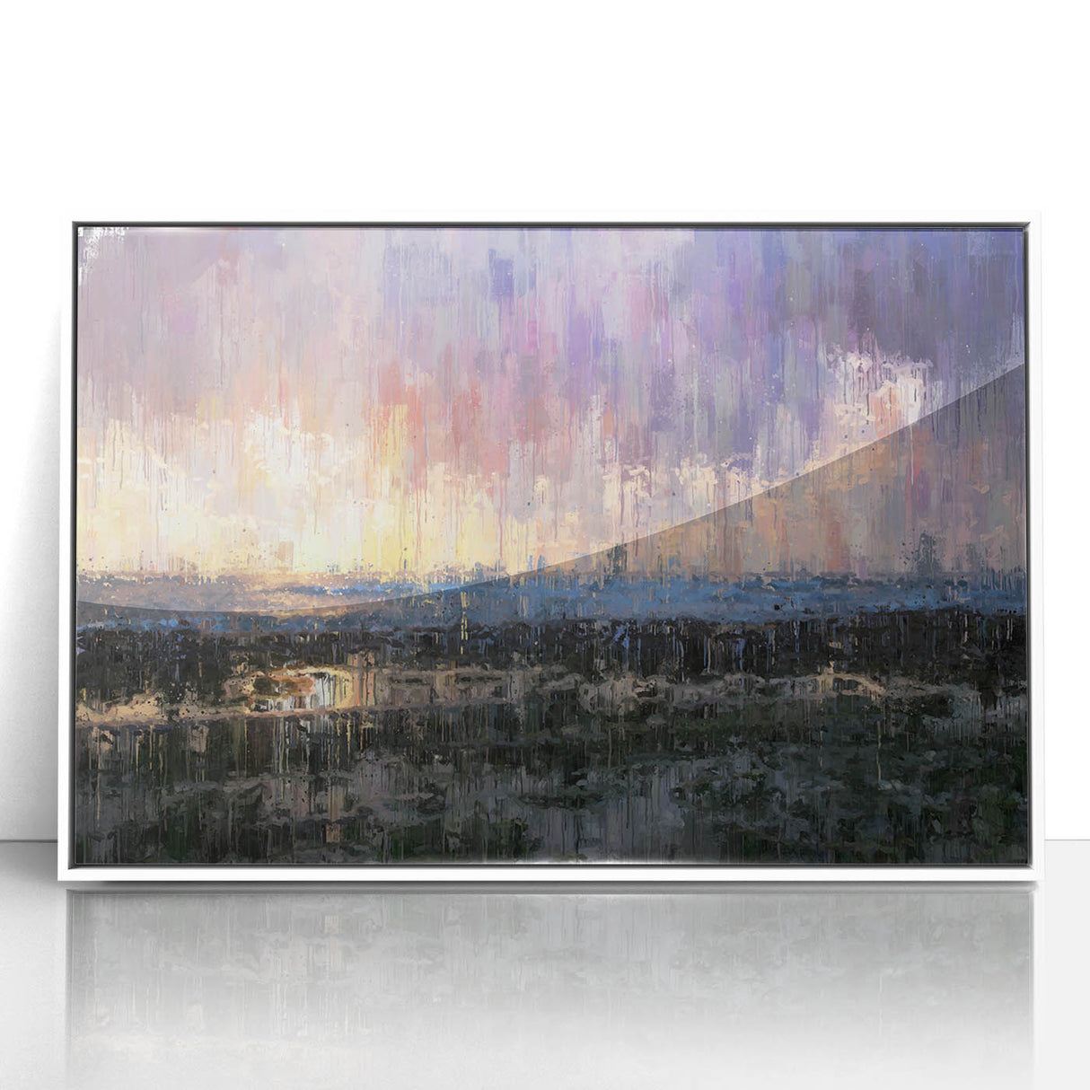 Abstract Minimalist Landscape Paintings – Textured Sunset Horizon Art