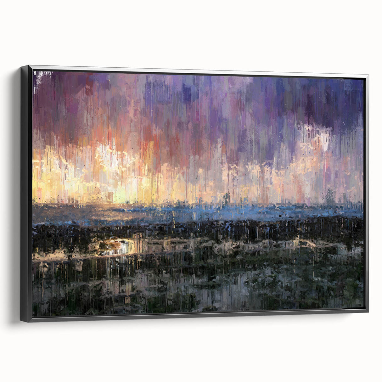 Abstract Minimalist Landscape Paintings – Textured Sunset Horizon Art