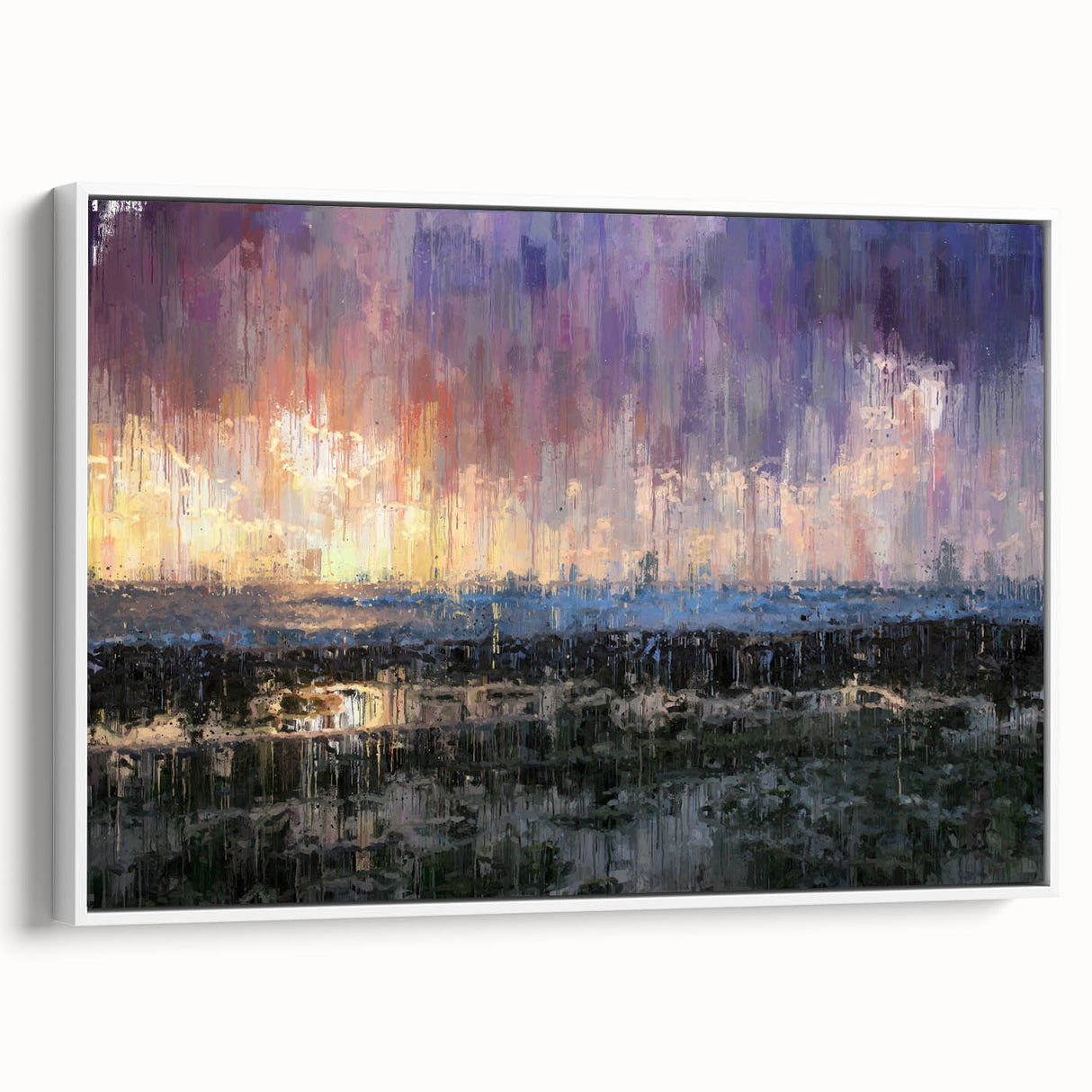 Abstract Minimalist Landscape Paintings – Textured Sunset Horizon Art