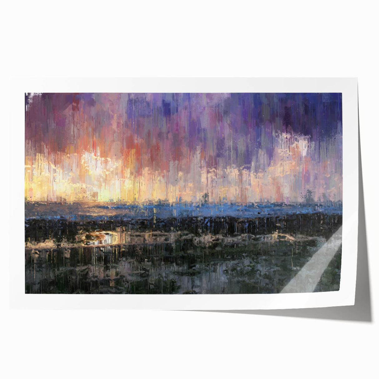 Abstract Minimalist Landscape Paintings – Textured Sunset Horizon Art