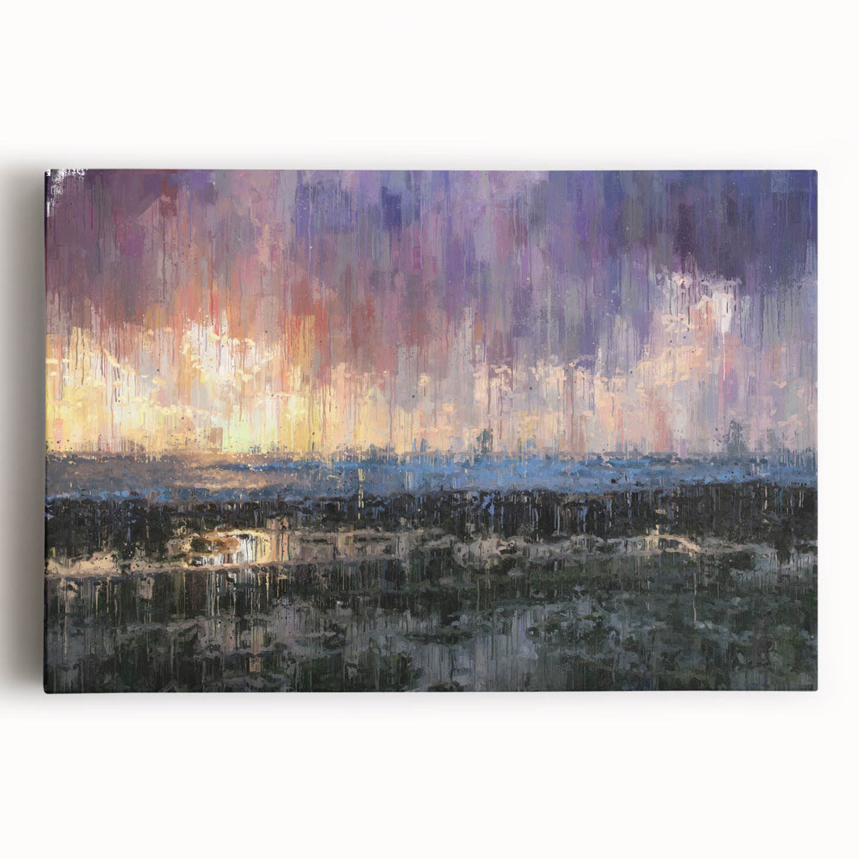 Abstract Minimalist Landscape Paintings – Textured Sunset Horizon Art