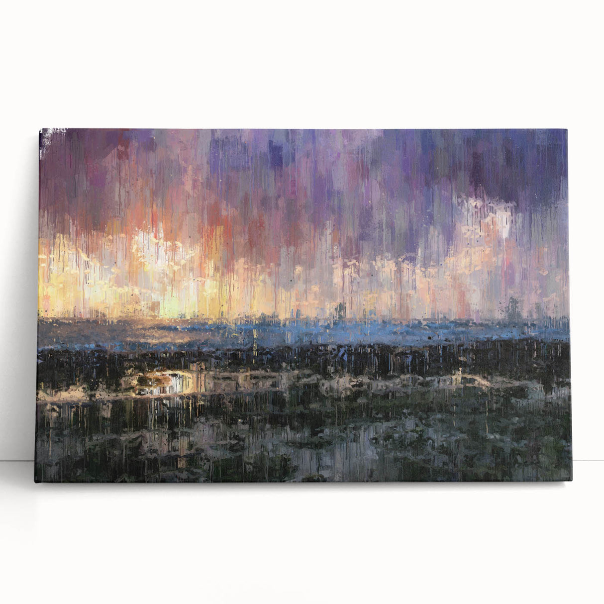 Abstract Minimalist Landscape Paintings – Textured Sunset Horizon Art