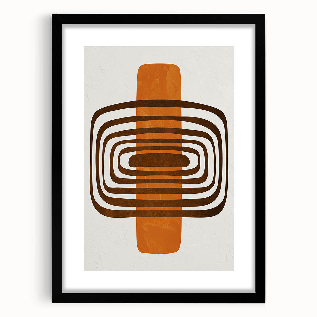 Retro Geometric Brown & Orange Print – Modern Abstract Wall Art