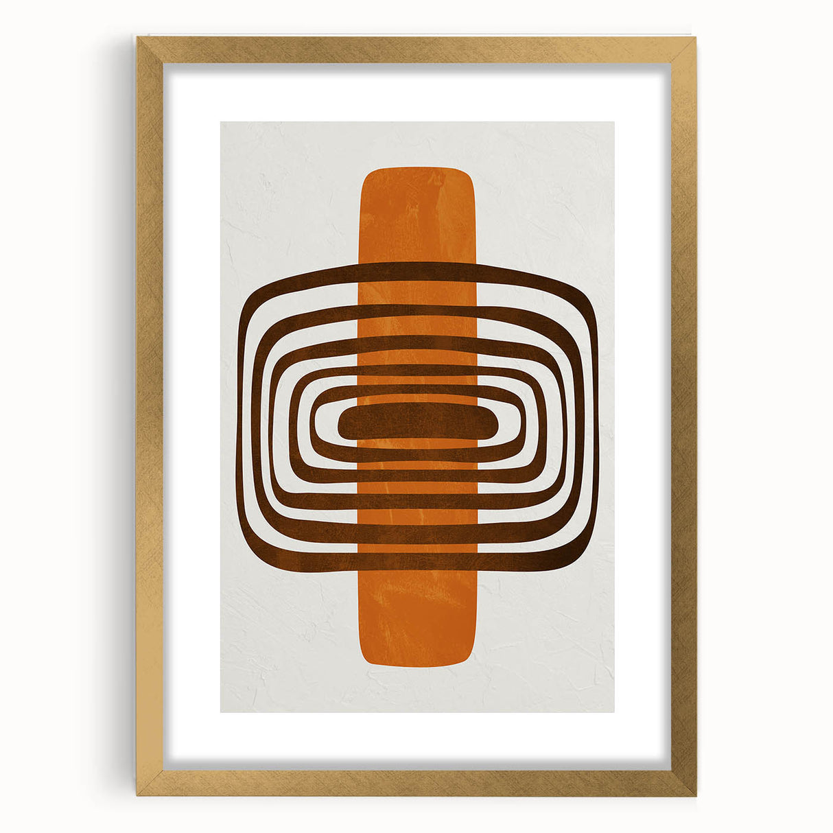 Retro Geometric Brown & Orange Print – Modern Abstract Wall Art