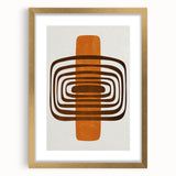 Retro Geometric Brown & Orange Print – Modern Abstract Wall Art