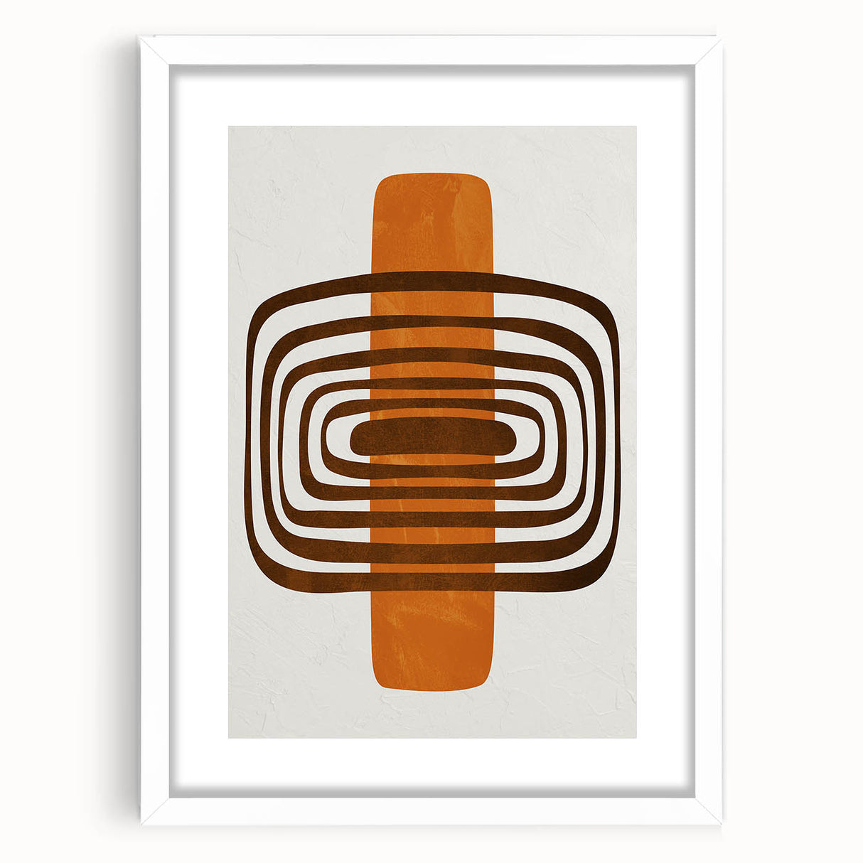 Retro Geometric Brown & Orange Print – Modern Abstract Wall Art