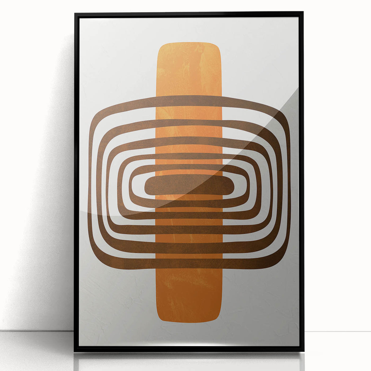 Retro Geometric Brown & Orange Print – Modern Abstract Wall Art