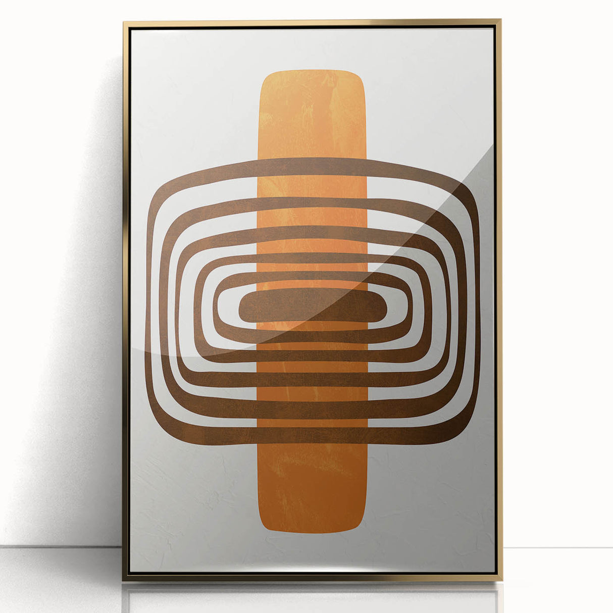 Retro Geometric Brown & Orange Print – Modern Abstract Wall Art