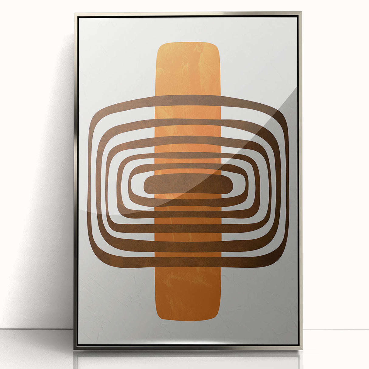 Retro Geometric Brown & Orange Print – Modern Abstract Wall Art