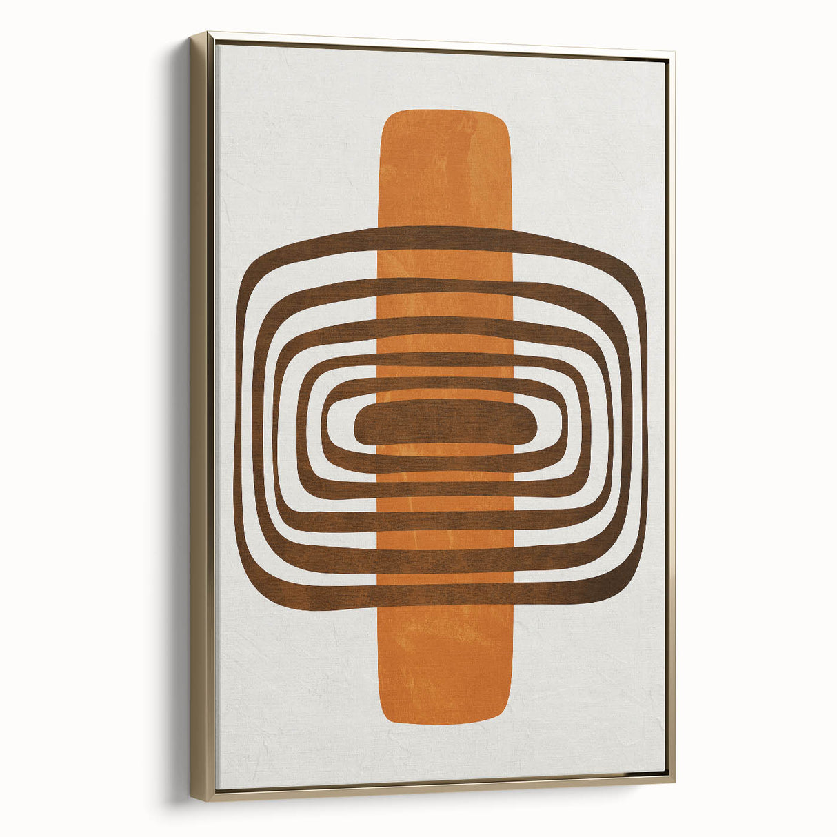 Retro Geometric Brown & Orange Print – Modern Abstract Wall Art