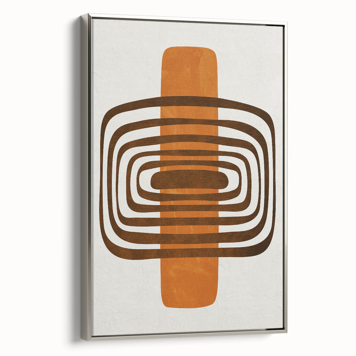 Retro Geometric Brown & Orange Print – Modern Abstract Wall Art