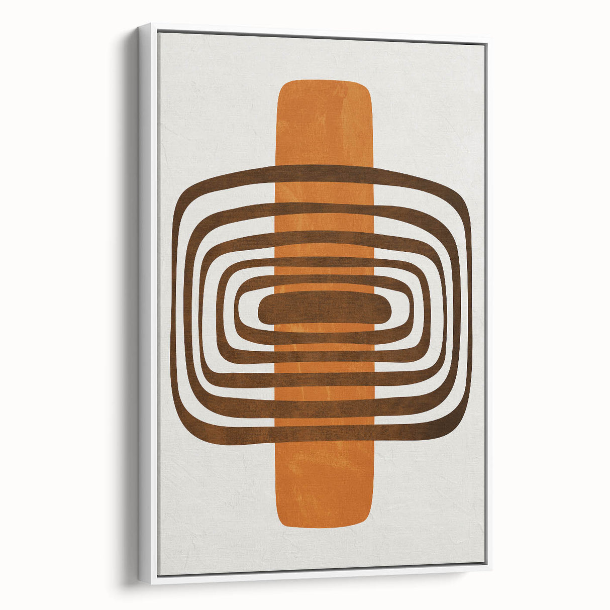 Retro Geometric Brown & Orange Print – Modern Abstract Wall Art
