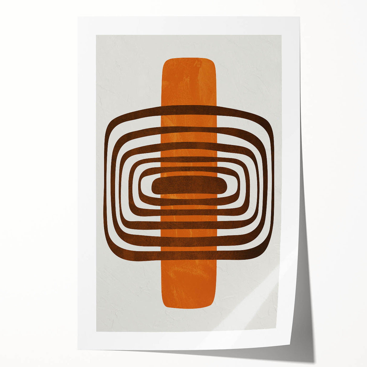 Retro Geometric Brown & Orange Print – Modern Abstract Wall Art