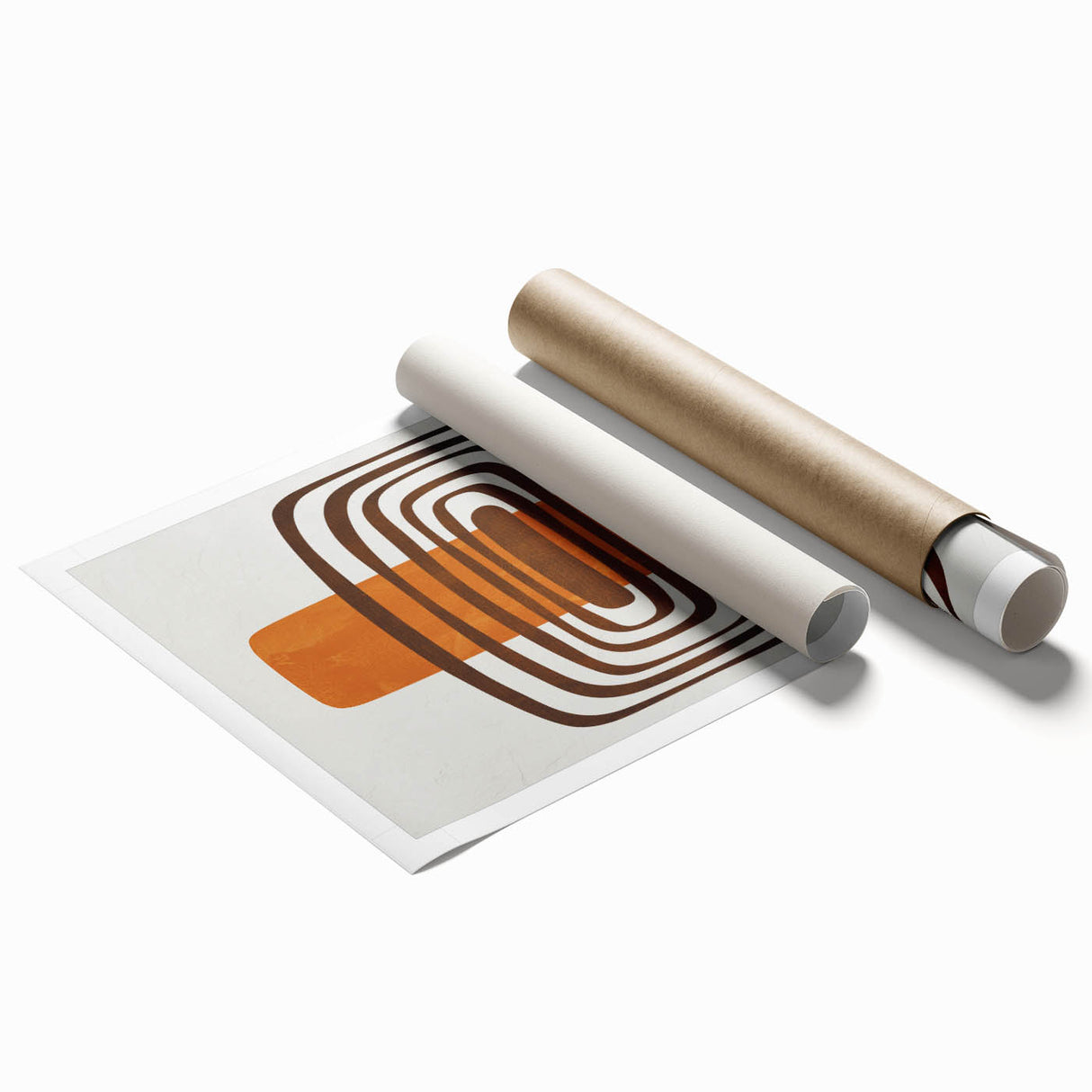 Retro Geometric Brown & Orange Print – Modern Abstract Wall Art