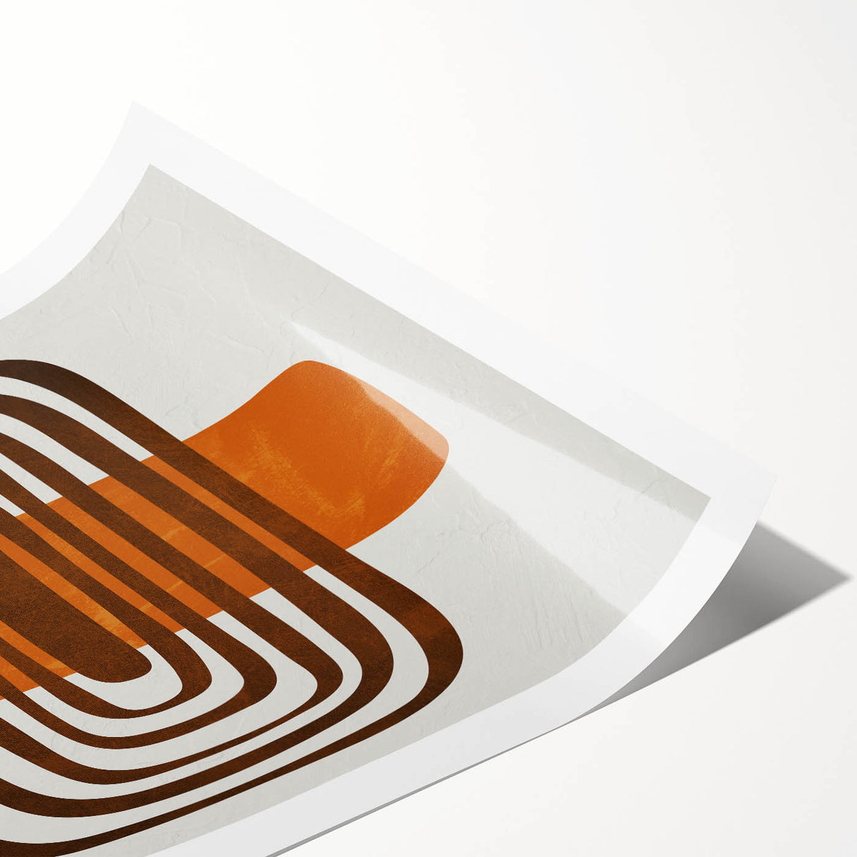 Retro Geometric Brown & Orange Print – Modern Abstract Wall Art