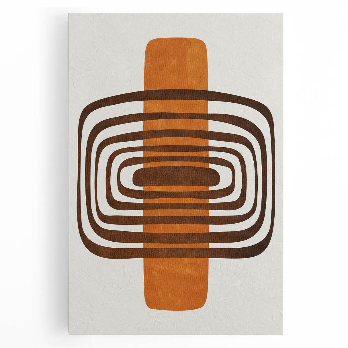 Retro Geometric Brown & Orange Print – Modern Abstract Wall Art