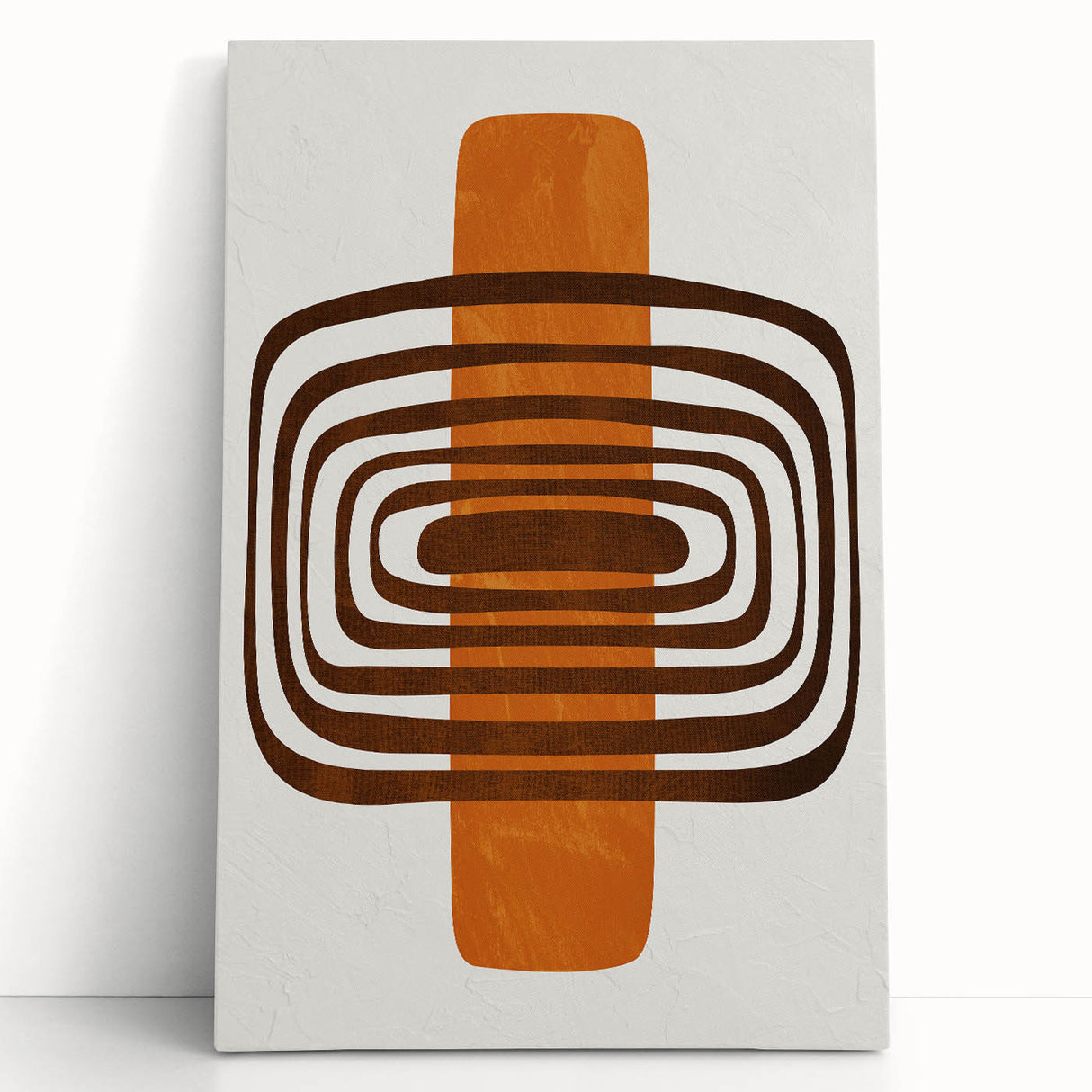 Retro Geometric Brown & Orange Print – Modern Abstract Wall Art