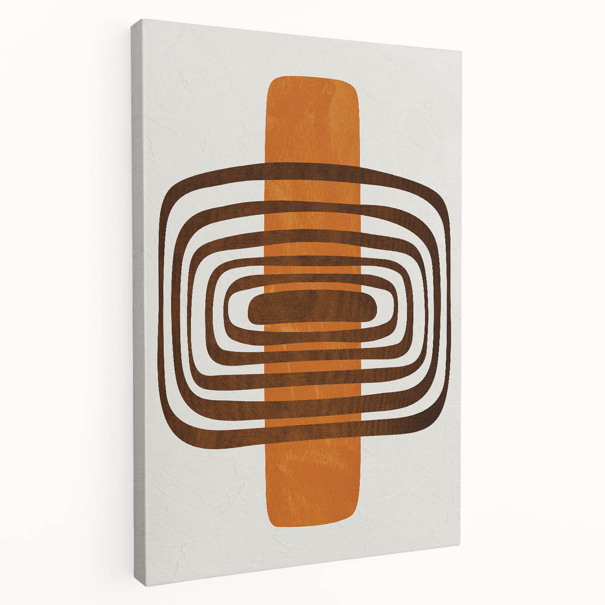 Retro Geometric Brown & Orange Print – Modern Abstract Wall Art
