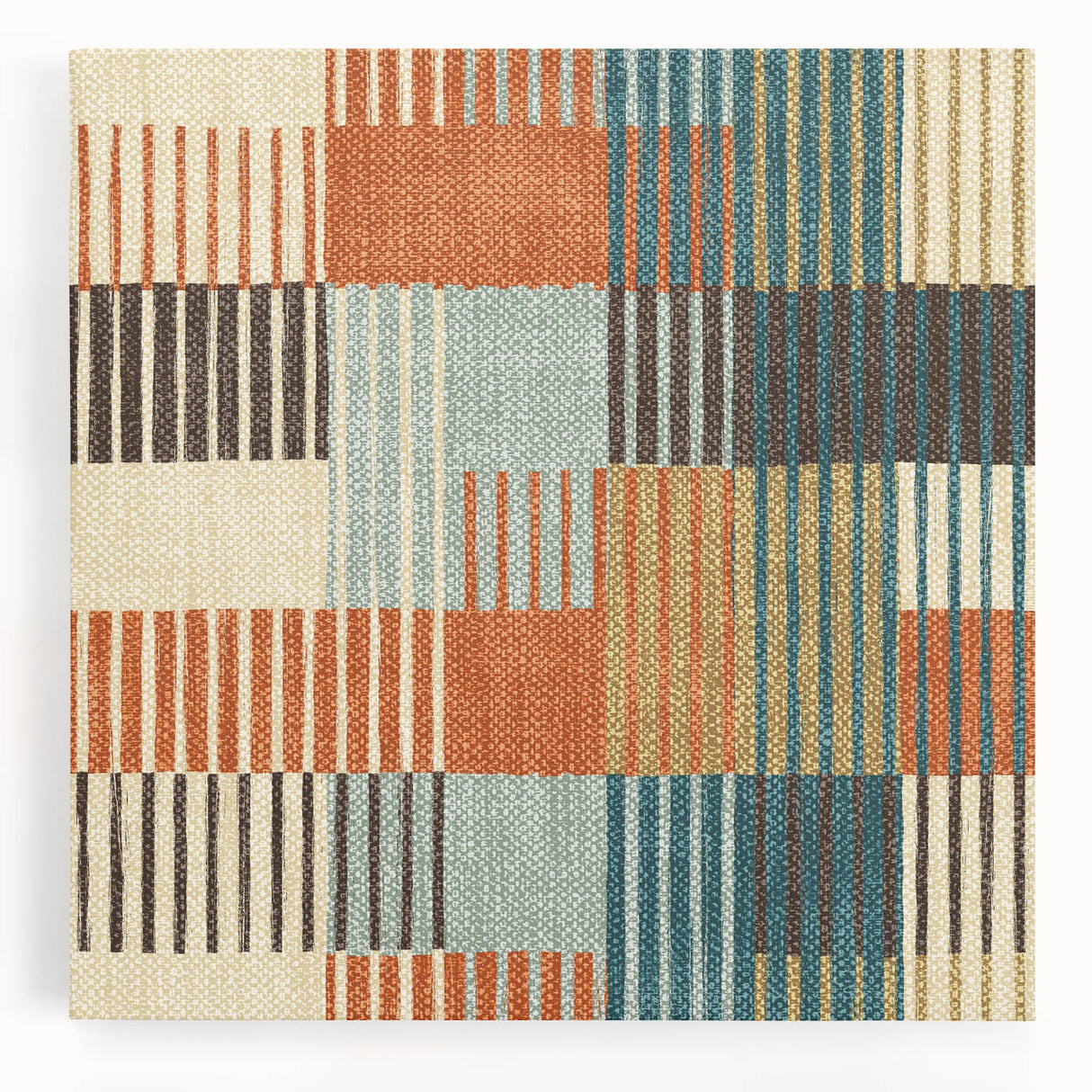 Timeless Textures Abstract Wall Art - Retro Grid in Warm Tones