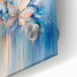 Dreamy Abstract Floral Wall Art – Soft Blue & Peach Canvas Print