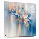 Dreamy Abstract Floral Wall Art – Soft Blue & Peach Canvas Print