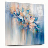 Dreamy Abstract Floral Wall Art – Soft Blue & Peach Canvas Print