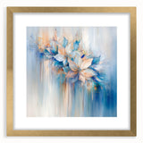 Dreamy Abstract Floral Wall Art – Soft Blue & Peach Canvas Print