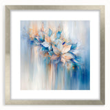 Dreamy Abstract Floral Wall Art – Soft Blue & Peach Canvas Print