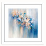 Dreamy Abstract Floral Wall Art – Soft Blue & Peach Canvas Print