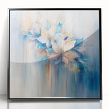 Dreamy Abstract Floral Wall Art – Soft Blue & Peach Canvas Print