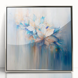 Dreamy Abstract Floral Wall Art – Soft Blue & Peach Canvas Print