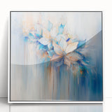 Dreamy Abstract Floral Wall Art – Soft Blue & Peach Canvas Print
